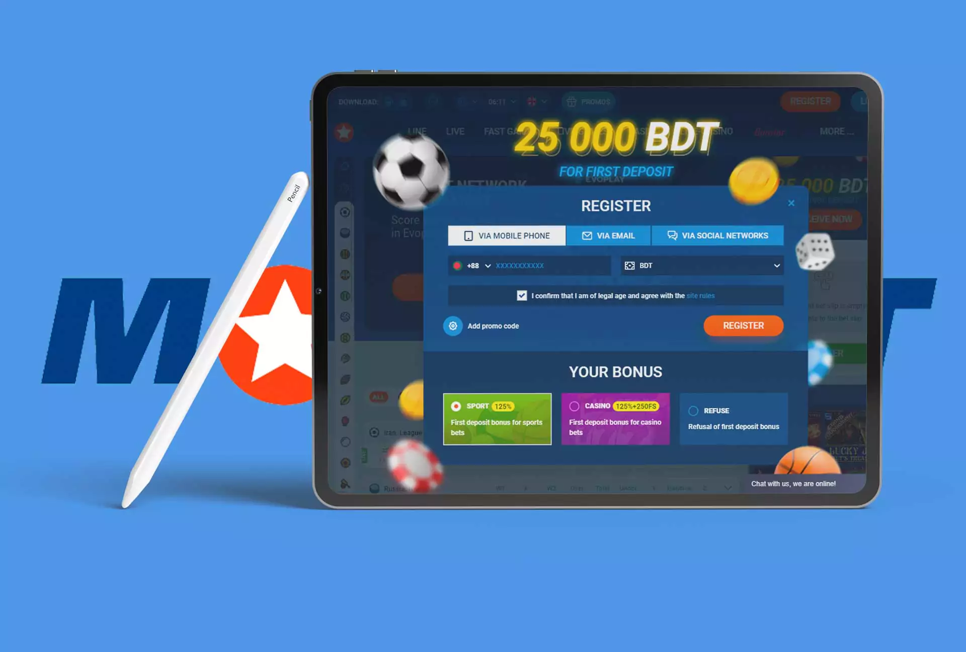 Provide Mostbet with personal information.