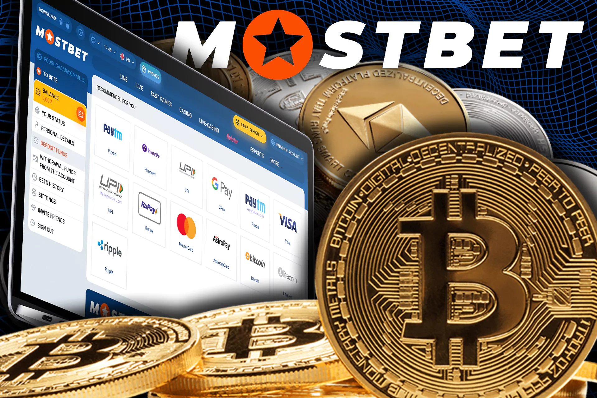 You can choose one of many payment methods to top up your Mostbet account.