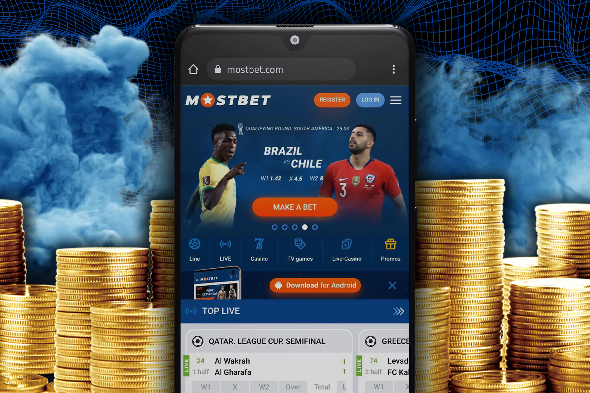 You can use a mobile version instead of the Mostbet app.