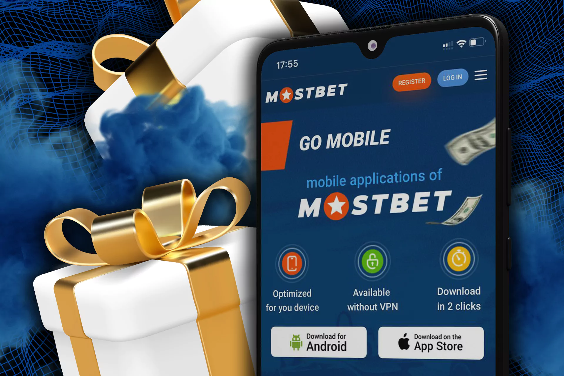 Download the Mostbet mobile app and get your bonus there.