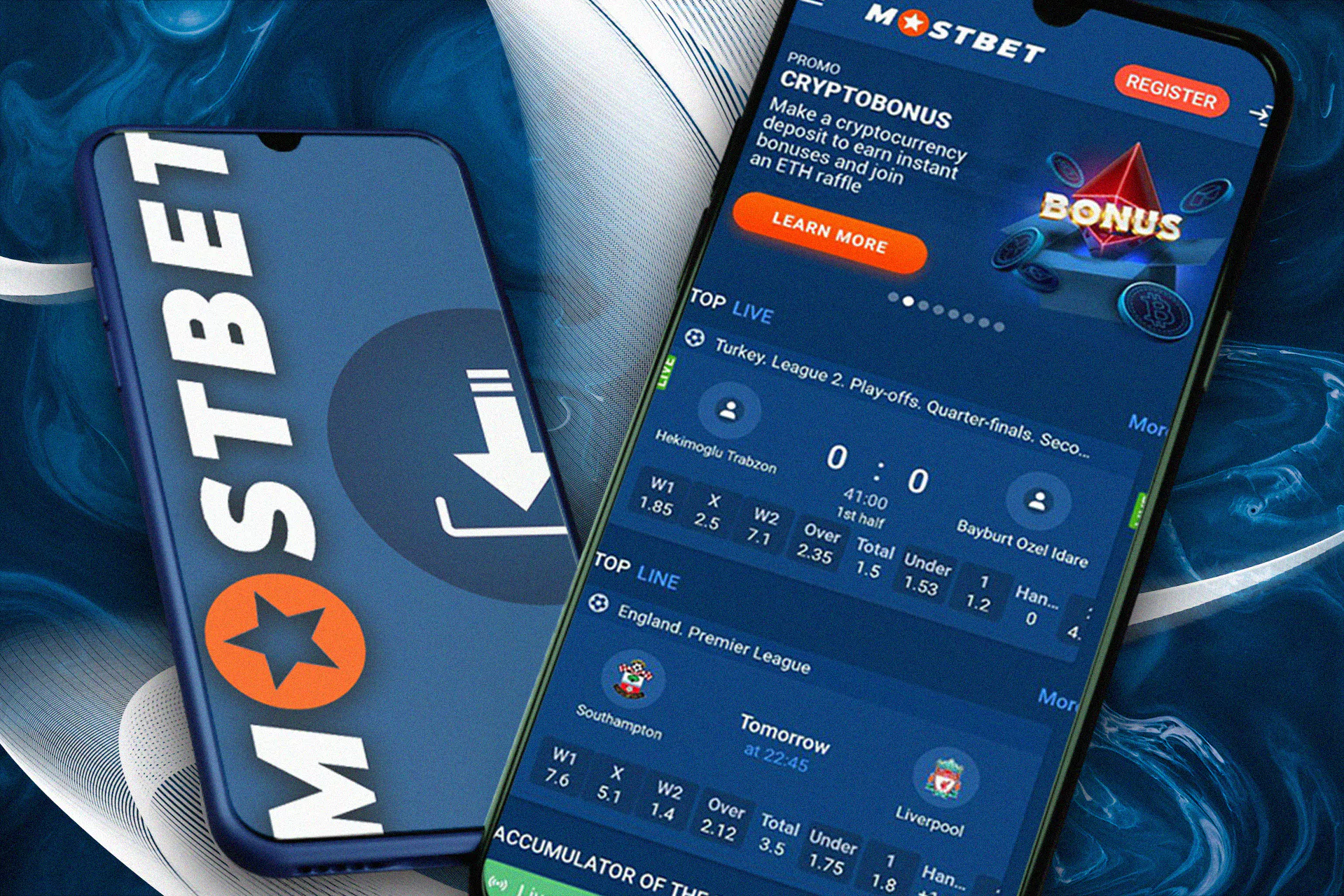 Downloading Mostbet application for casino on mobile devices.
