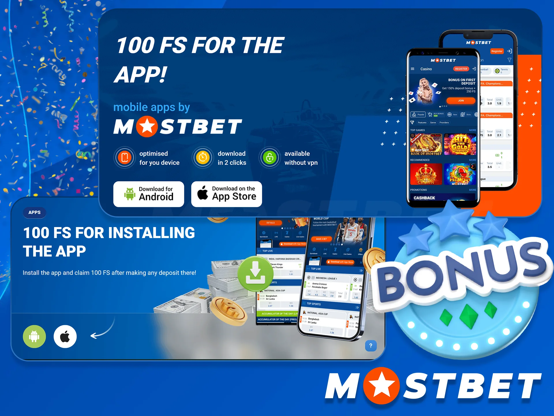 Download the Mostbet mobile app and get your bonus there.
