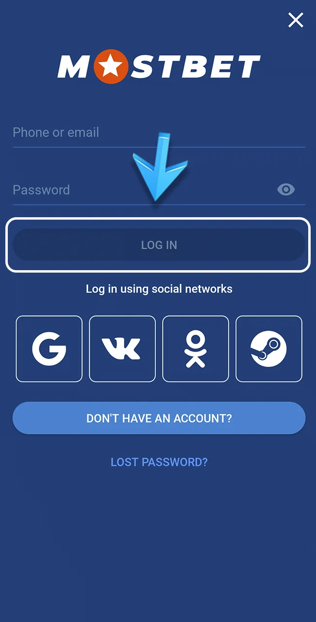 Log In to access your secure Mostbet betting account.