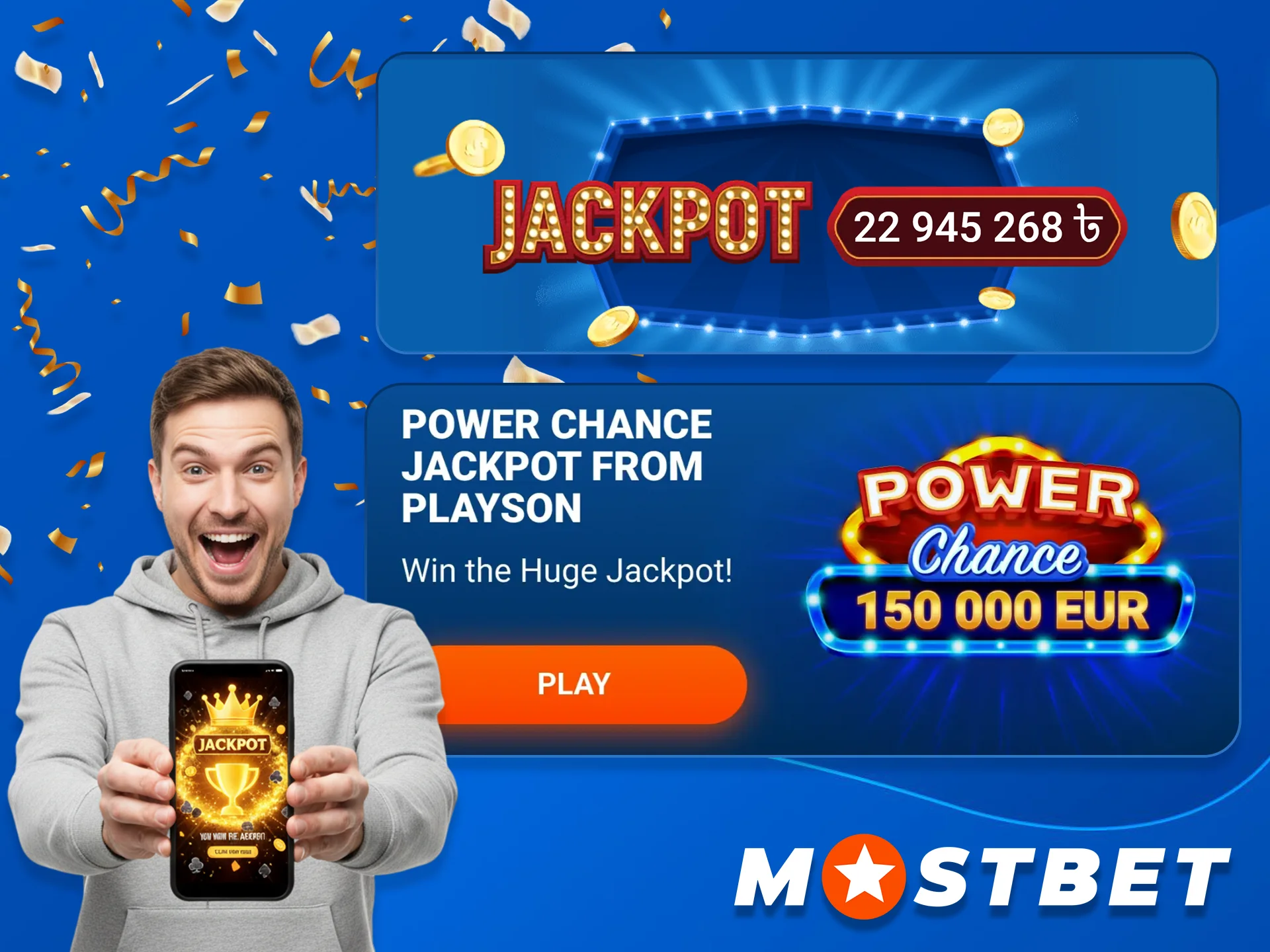 Bet to win the huge Mostbet Jackpot prize now.