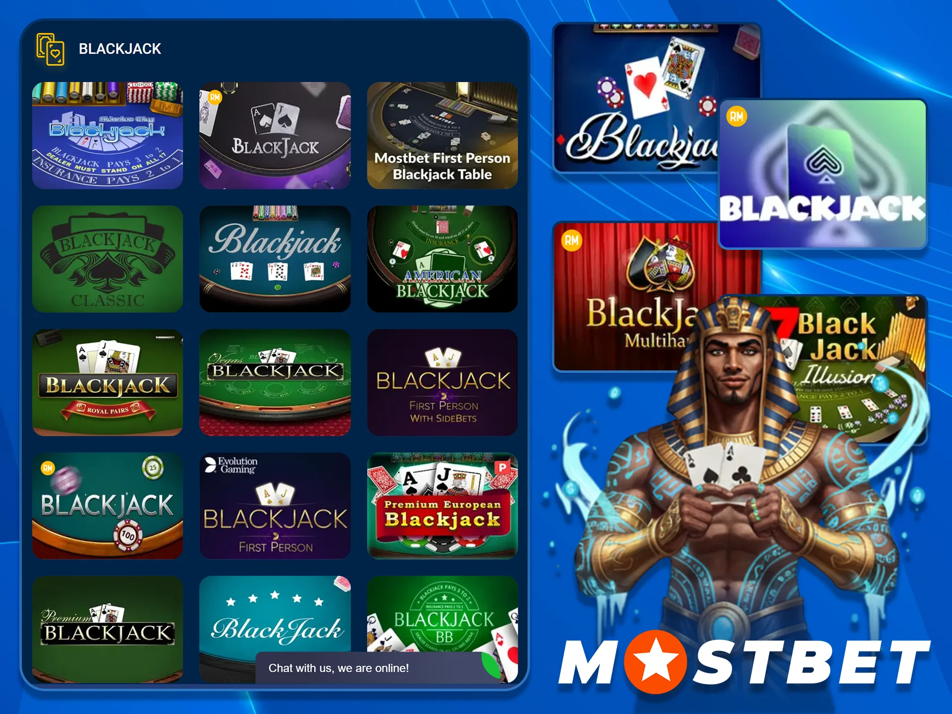 Play Blackjack Games from multiple providers at Mostbet.