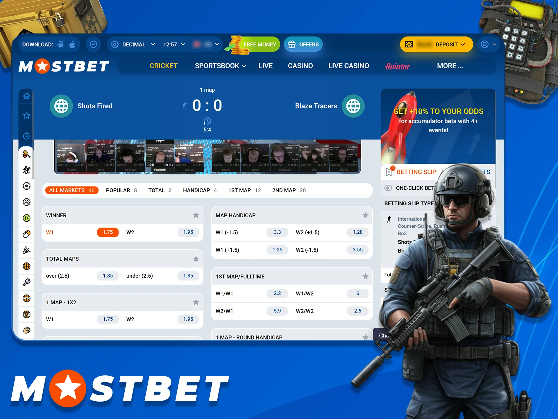 Bet on major CS 2 tournaments with Mostbet.
