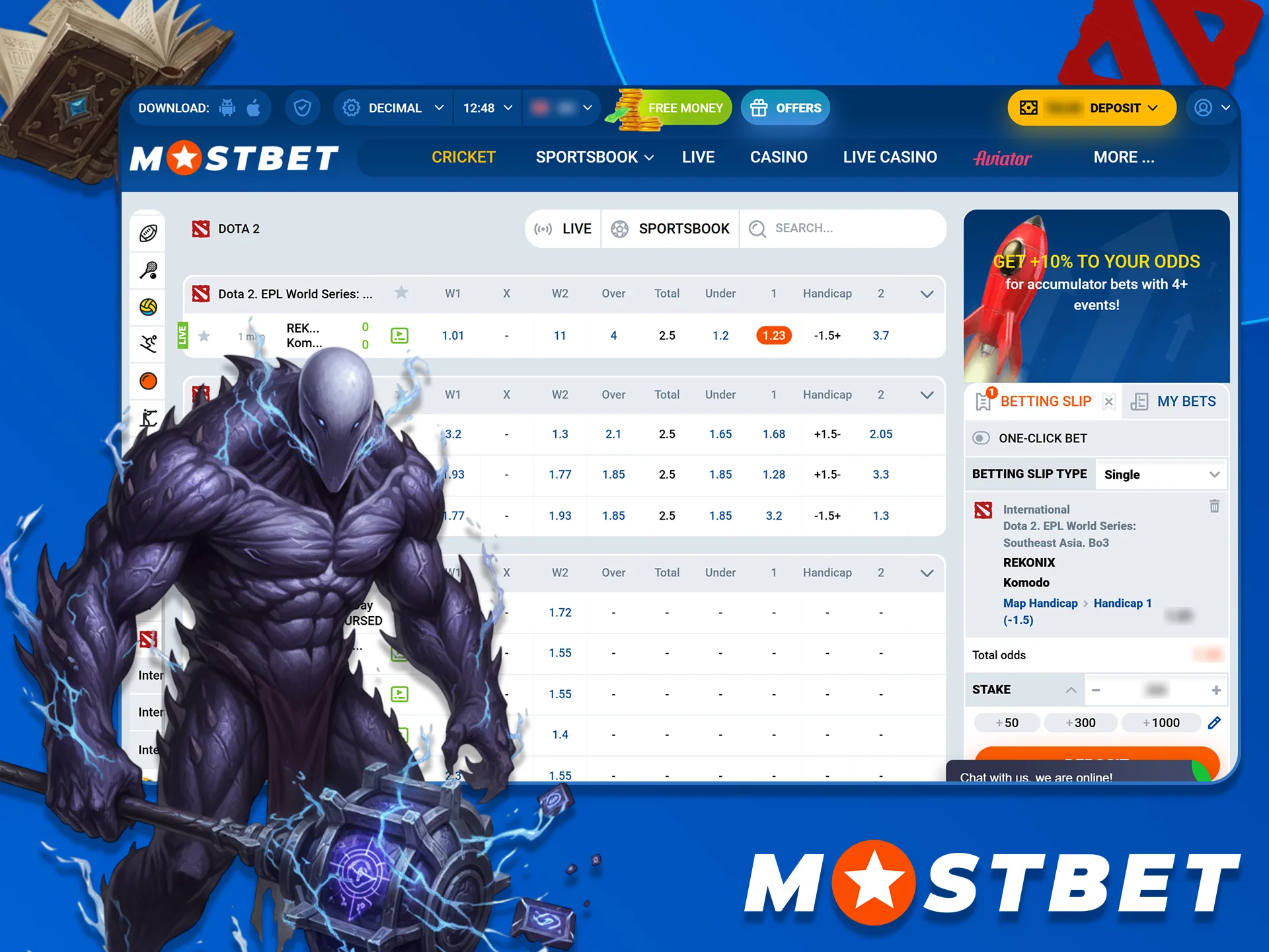Live Dota 2 betting options available at Mostbet.