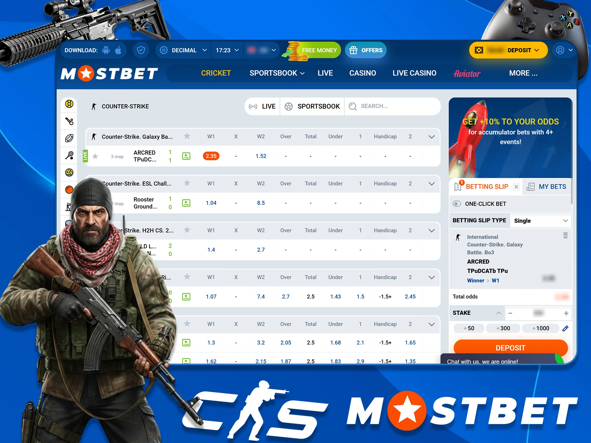 Place all your eSports bets with Mostbet.