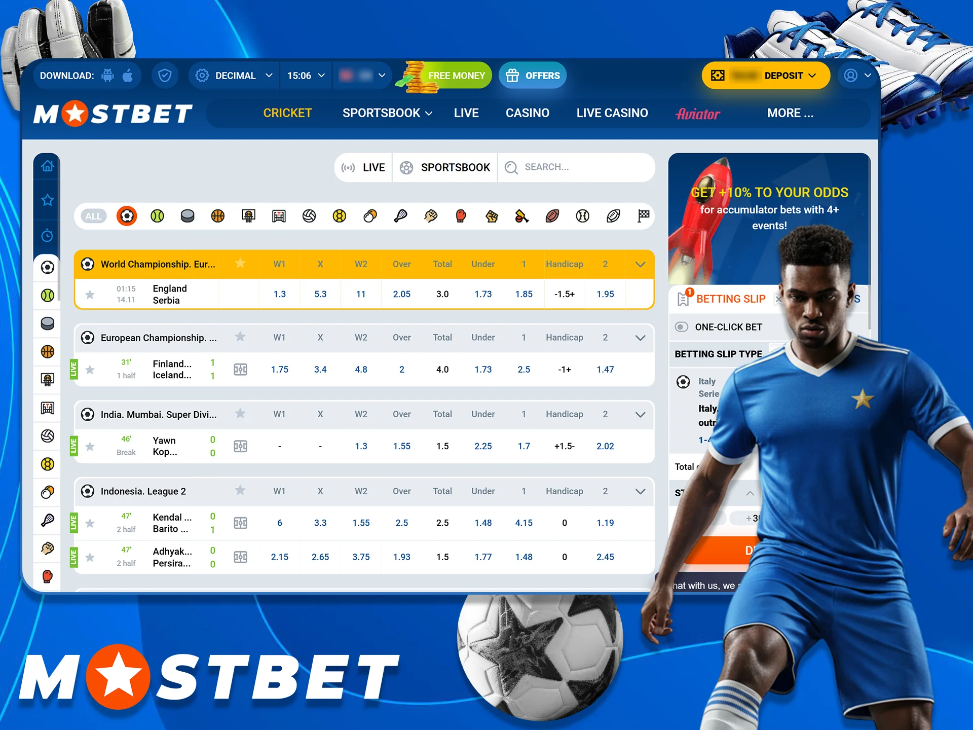 Football betting options available at Mostbet Bangladesh.