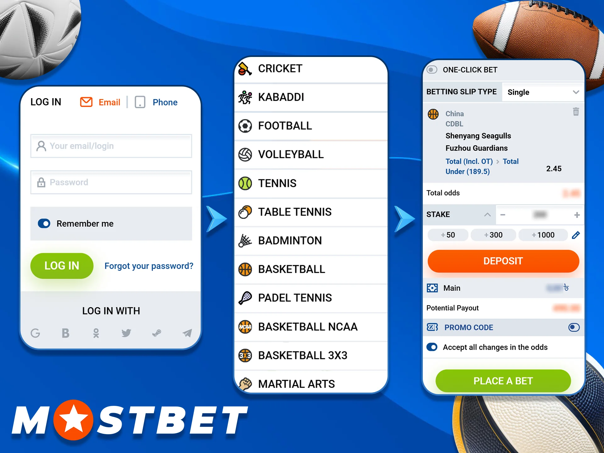 Place a bet on Mostbet in 3 steps.