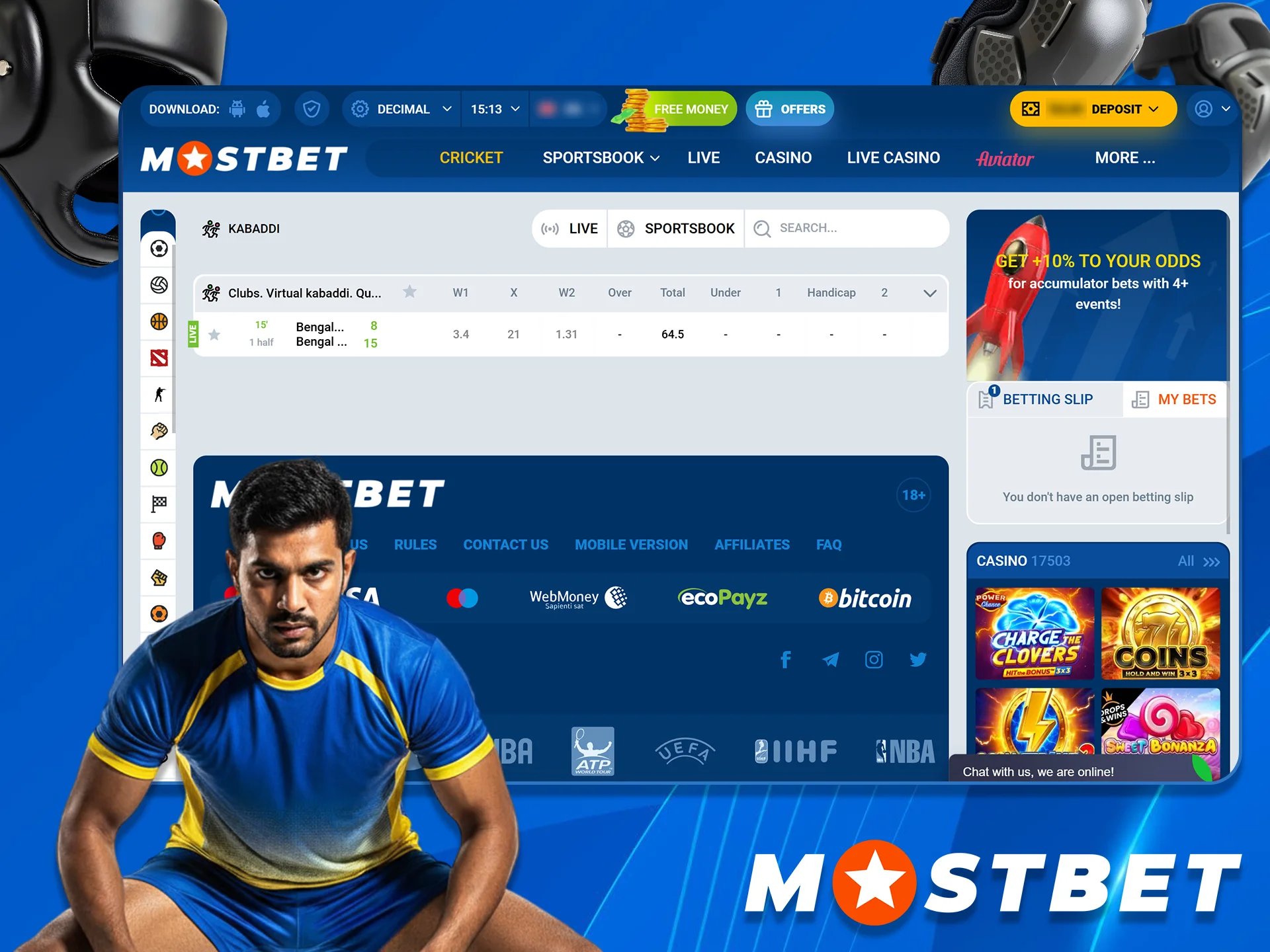 Bet on favorite local sport Kabaddi at Mostbet.