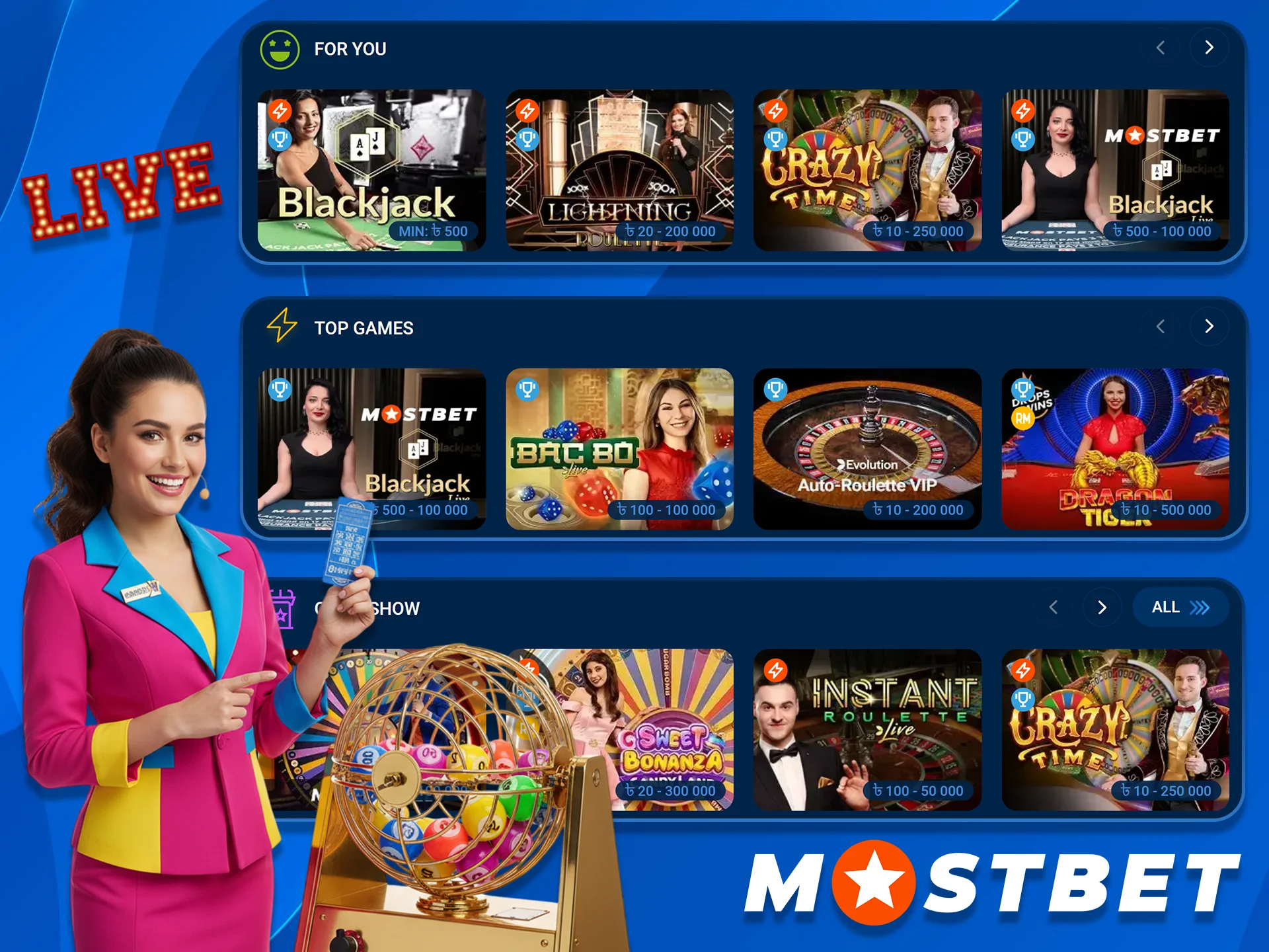 Play Live Dealer TV Games at Mostbet BD.