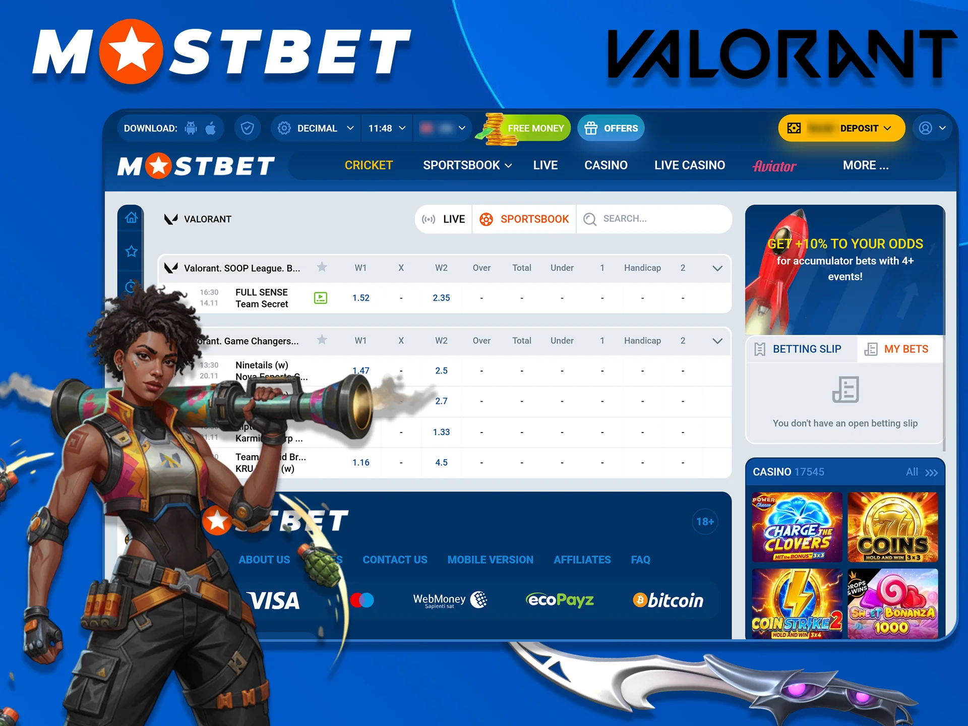 Find all Valorant betting markets at Mostbet.