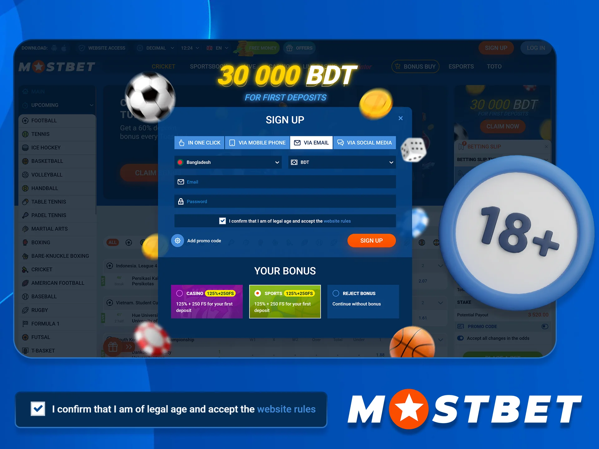 Check the Requirements for Registration at Mostbet BD.