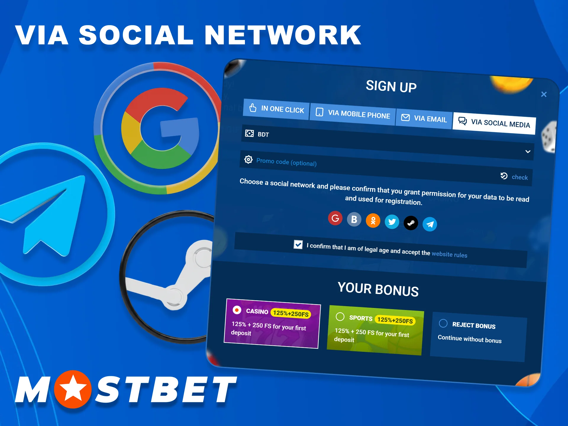Quick registration via Social Network accounts now.