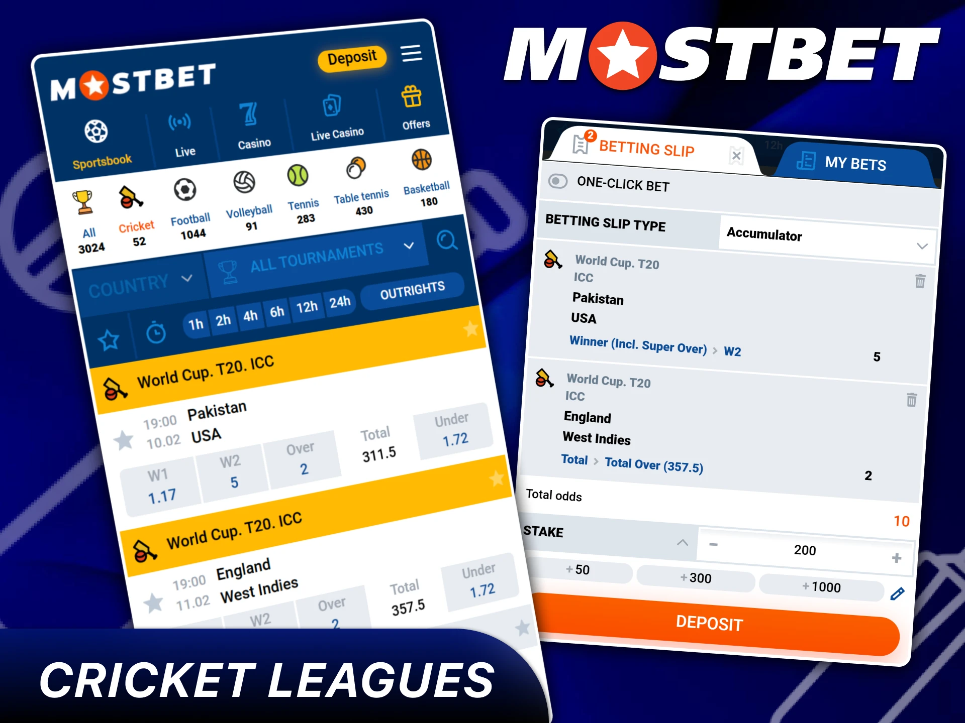 Bet on Cricket Leagues with Mostbet Live Betting.