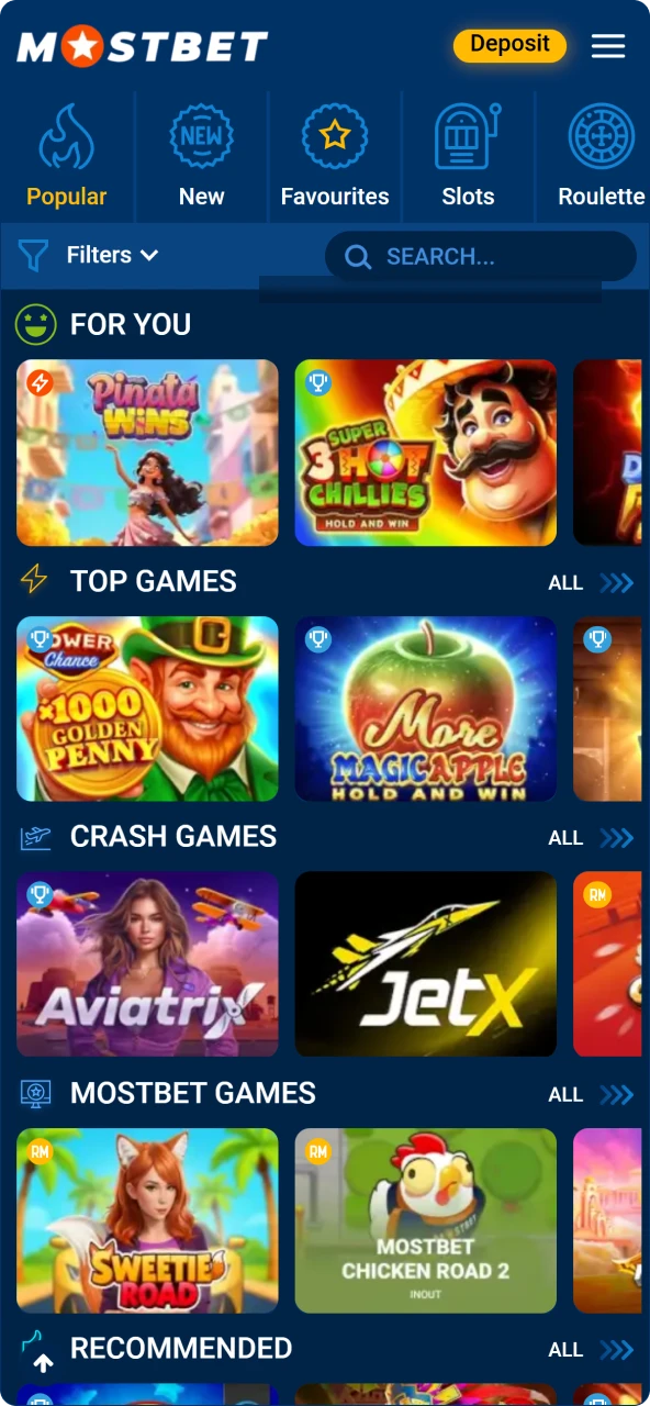 Selecting a preferred slot machine from the vast gaming library on Mostbet.