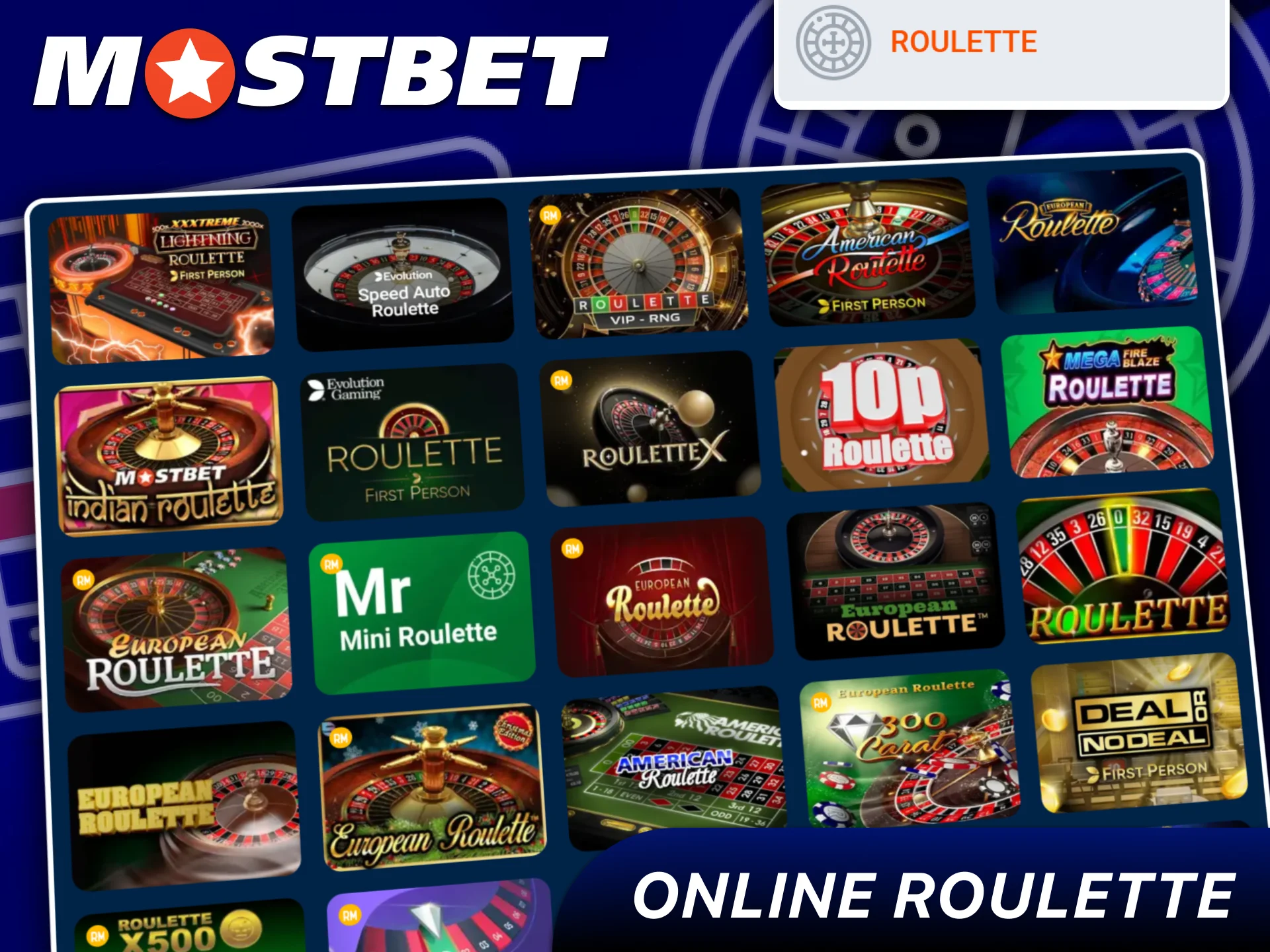 Play one of the most popelar casino game at Mostbet.
