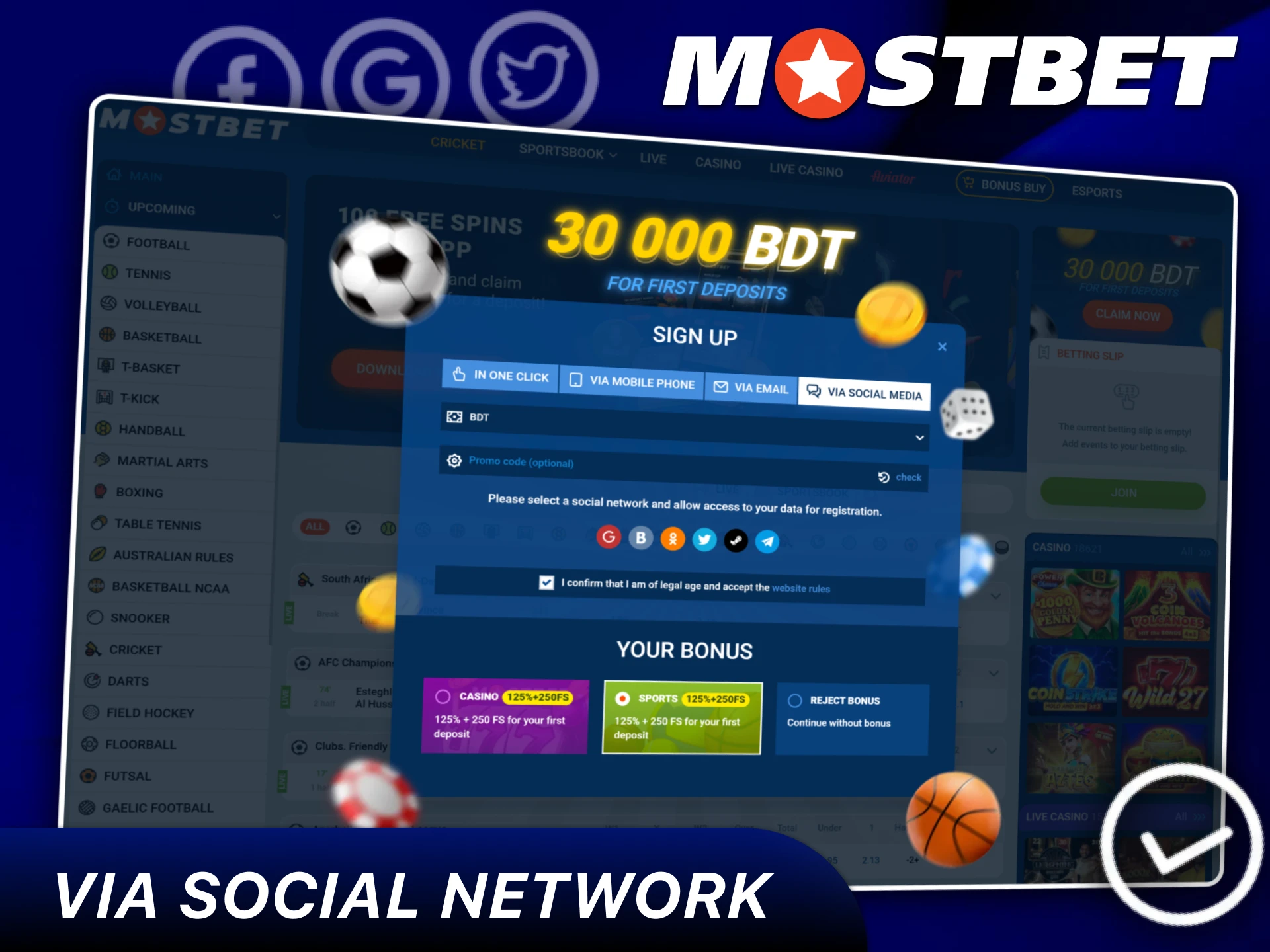 Quick registration via Social Network accounts now.